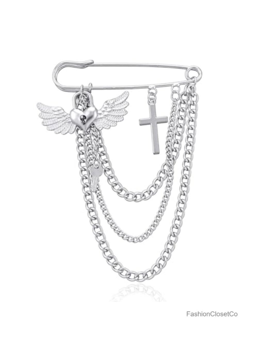 Crystal Star Moon Tassel Chain Brooch Alloy Acrylic Pin Women Jewelry